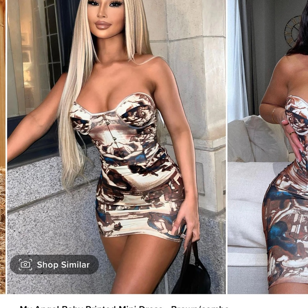 My Angel Baby Printed Mini Dress - Brown/combo